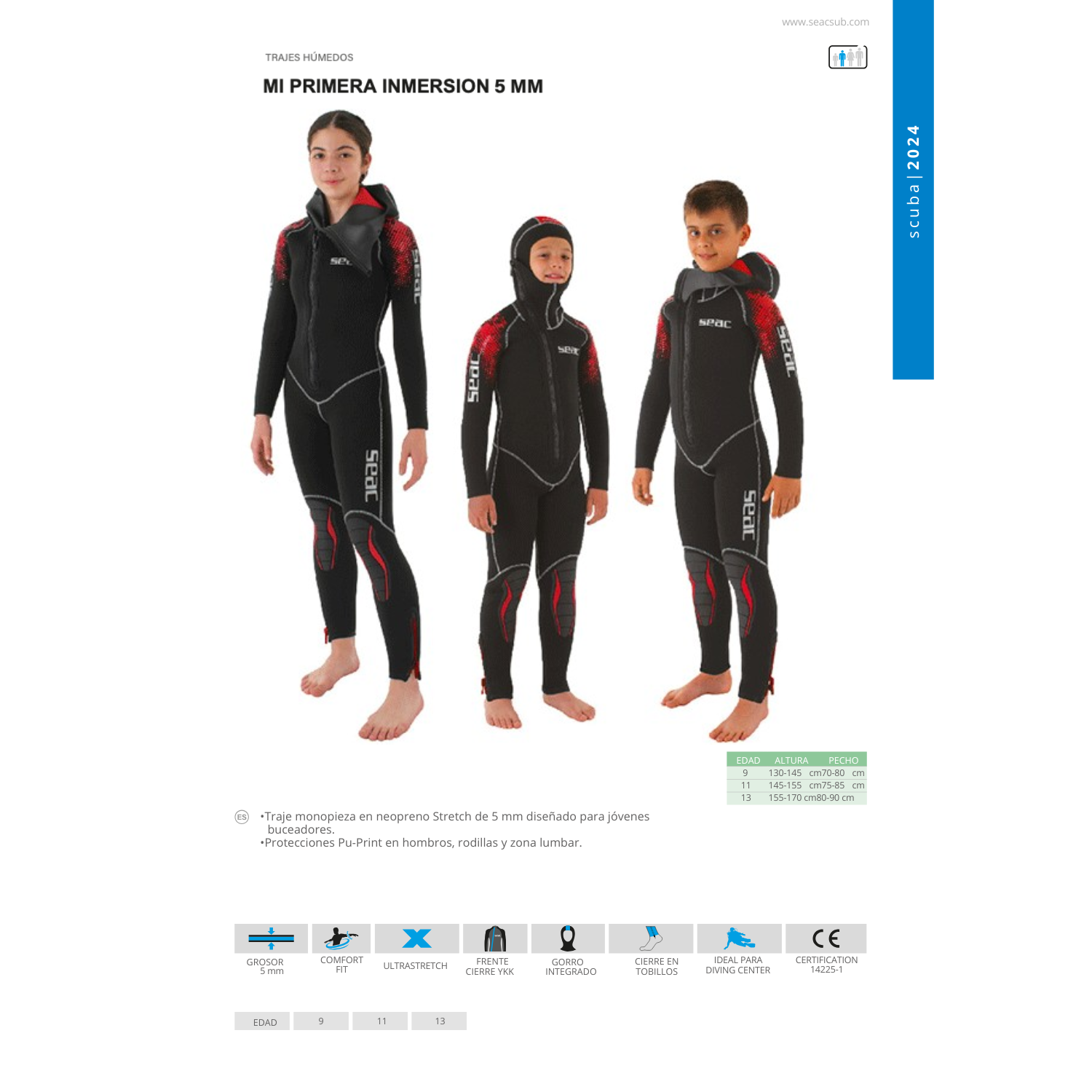 TRAJE MONOPIEZA SEAC SUB NIÑOS