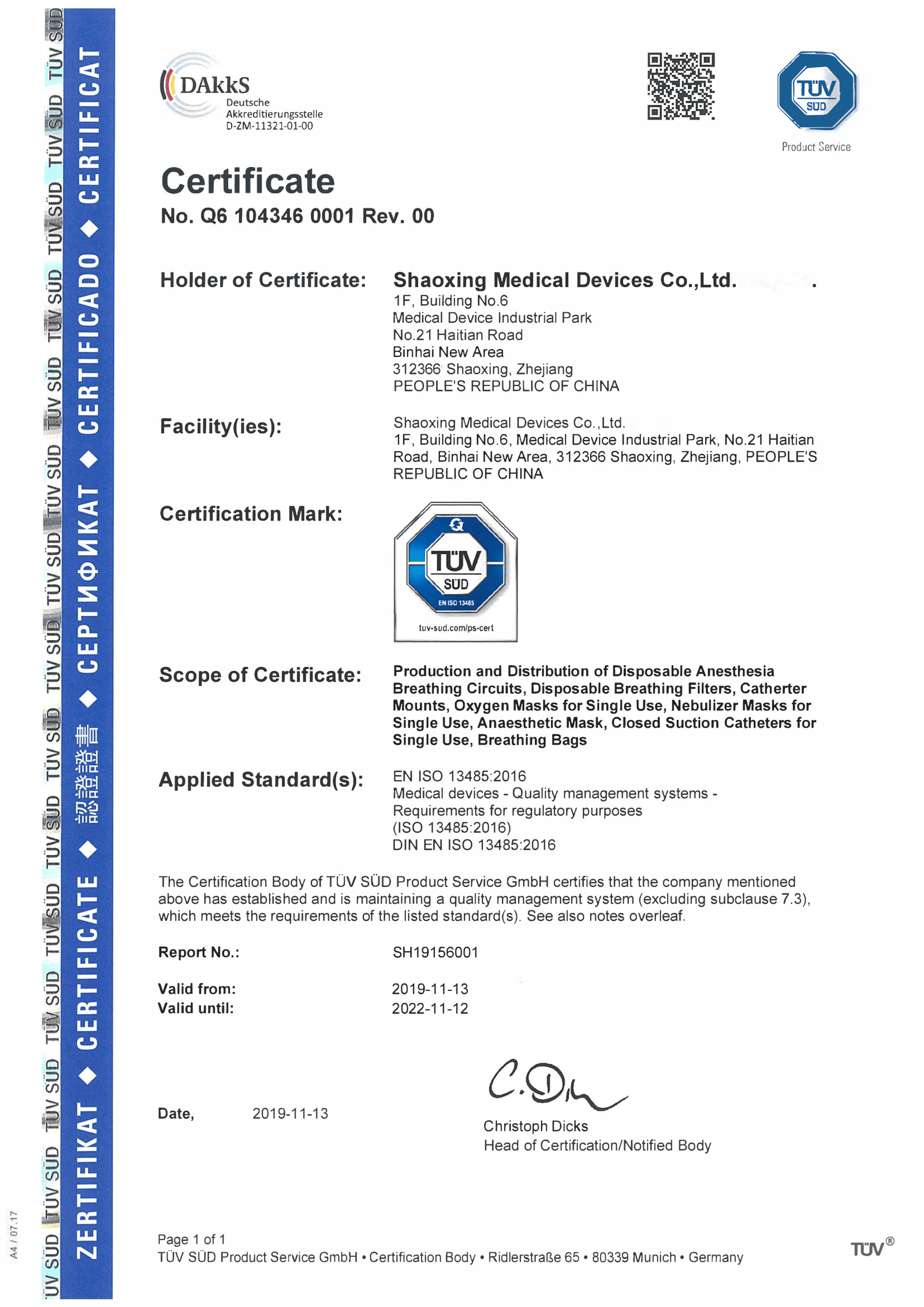 CERTIFICADOS FILTROS FULL FACE