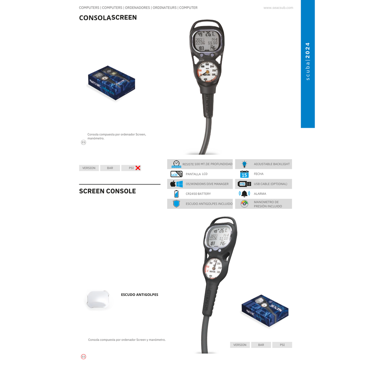 consola  screen+manómetro seac
