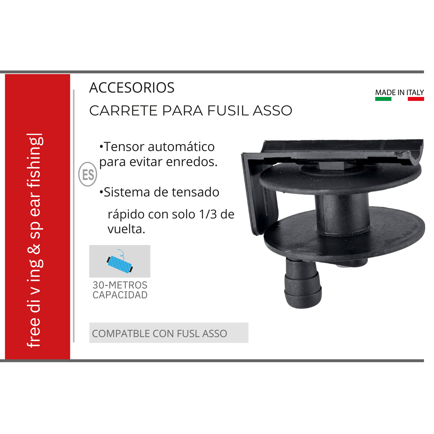 carrete para arpon de aire comprimido