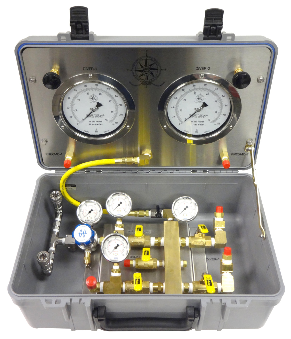 CAJA DE CONTROL DE AIRE PARA DOS BUZOS  CON SUMINISTRO DE ALTA/BAJA PRESION SIN COMUNICACIÓN (AIRE + PNEUMO + REDUCTOR AIRE) TDACBHP18