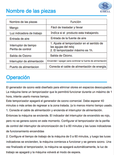 CAÑON DE OZONO ALTA GAMA CON TIMER 16 GRS